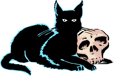Un gato negro y una calavera